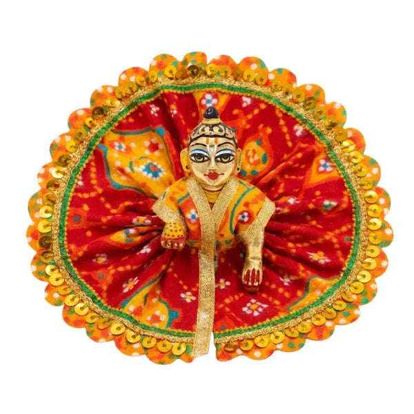 Lace Decorated Red Laddu Gopal Designer Dress - Lordkart