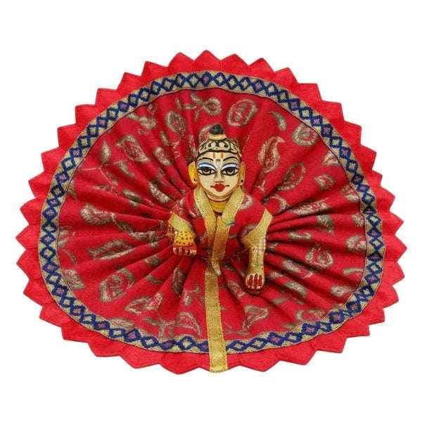 Leaf Printed Red Summer Poshak For Bal Gopal - Lordkart