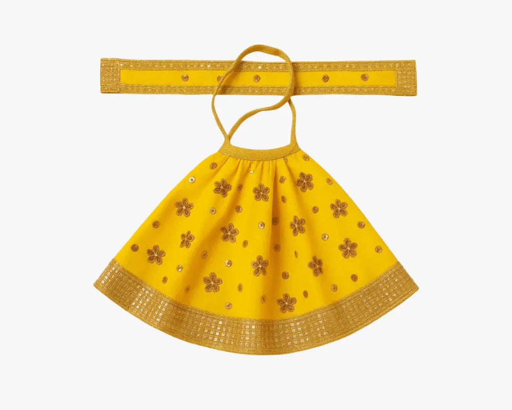Maa Durga Yellow Lehenga Chunri with Patka - Lordkart