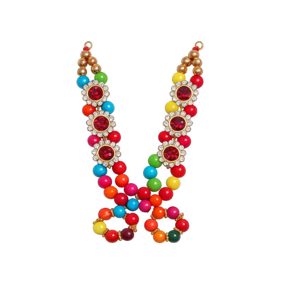 Multicolor Beads Mala Kangan Set with Red Stone Work for Bal Gopal Shringar - Lordkart