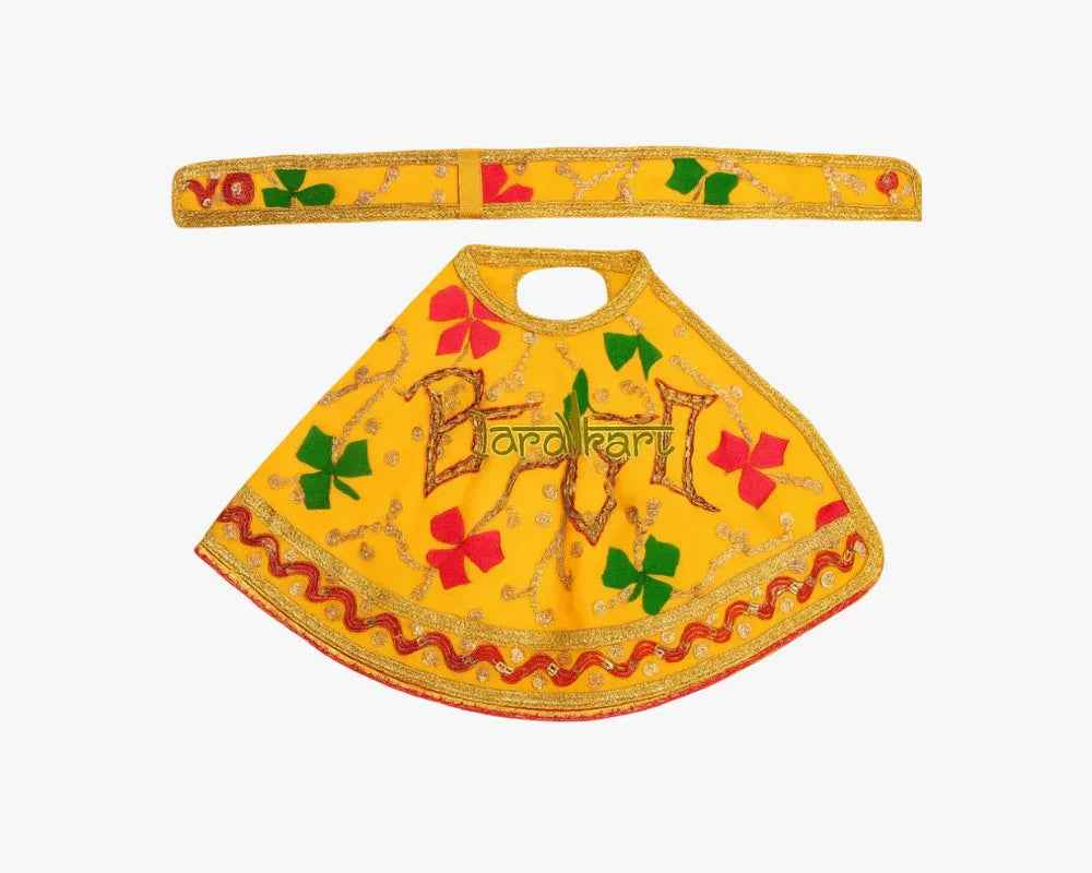 Multicolor Maa Durga Yellow Lehenga Chunri with Patka - Lordkart