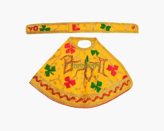 Multicolor Maa Durga Yellow Lehenga Chunri with Patka - Lordkart