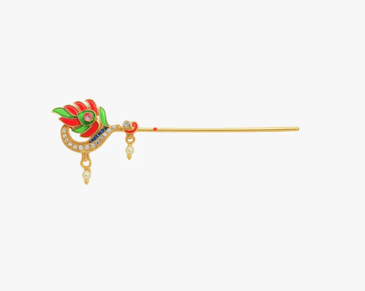 Peacock Feather & Zari Work Metal Multicolor Bansuri Lordkart