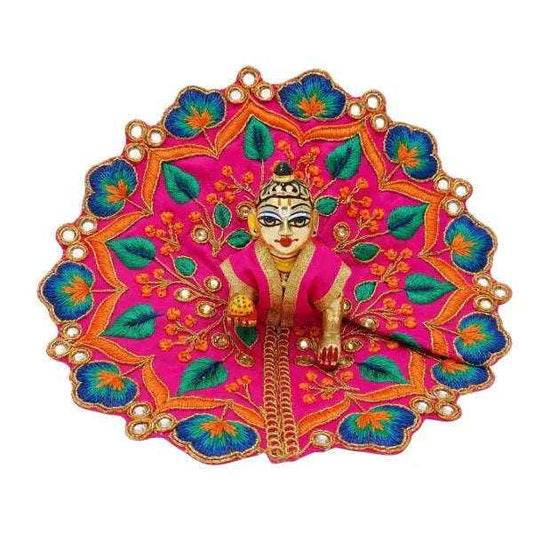 Pink & Multicolor Dress with Golden Detailing for Kanha ji