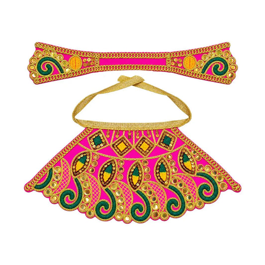 Handcrafted Pink & Gold Mata Rani Dress Set for Navratri
