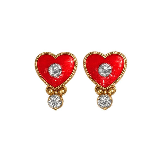 Premium Designer Red Jarkan Stone Laddu Gopal Earring (Size 0-6) - Lordkart
