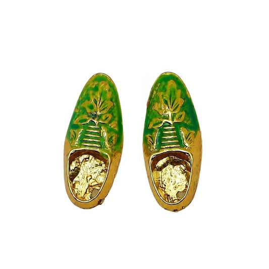 Premium Green Color Metal Shoes Set for Laddu Gopal Shringar - Lordkart