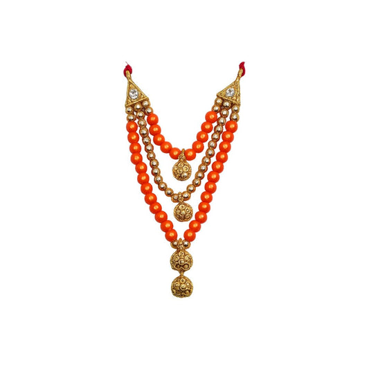 Premium Laddu Gopal Mala with Orange Beads and Golden Locket ( Size 0 to 6 ) - Lordkart