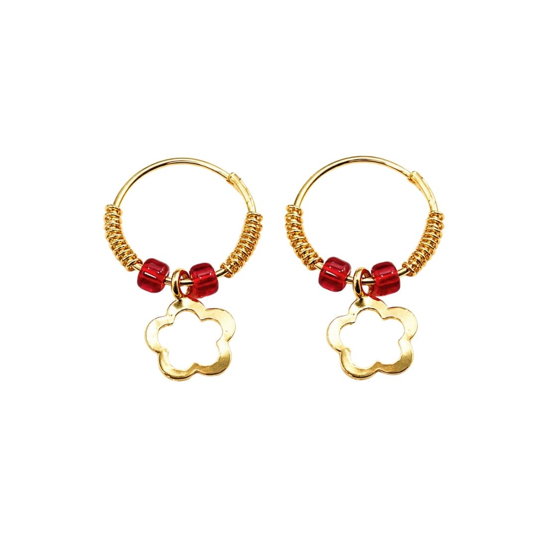 Premium Red Beads Designer Golden Earrings for Bal Gopal Size 0-6 - Lordkart