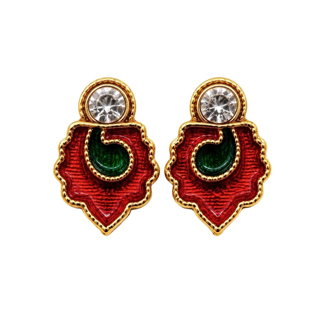 Premium Red Color Jarkan Earrings for Laddu Gopal (Size 0-6) - Lordkart