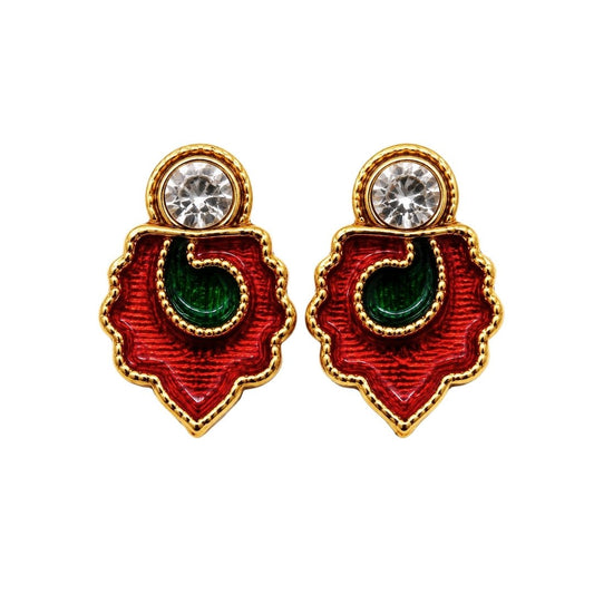 Premium Red Color Jarkan Earrings for Laddu Gopal (Size 0-6) - Lordkart