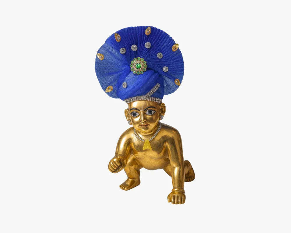Zari and Stone Work Blue Mukut for Laddu Gopal Lordkart