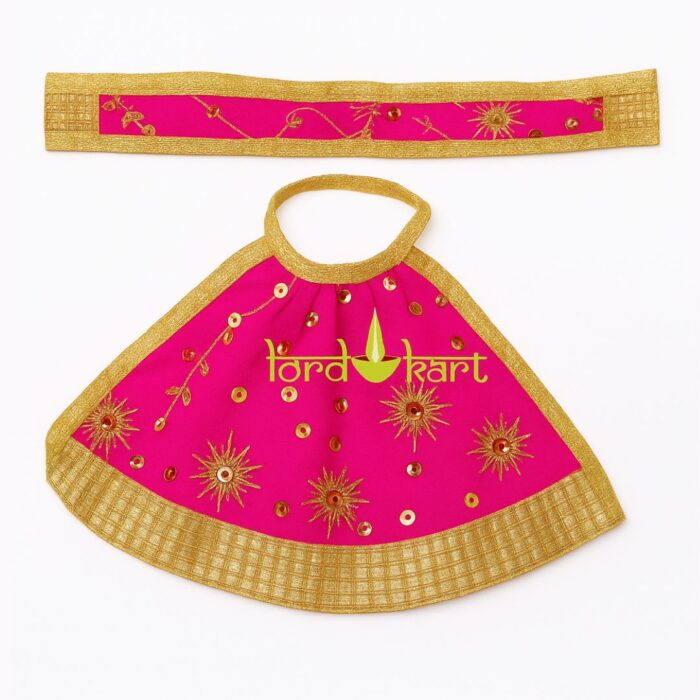 Handmade Maa Durga Pink Color Lehenga Chunri with Patka