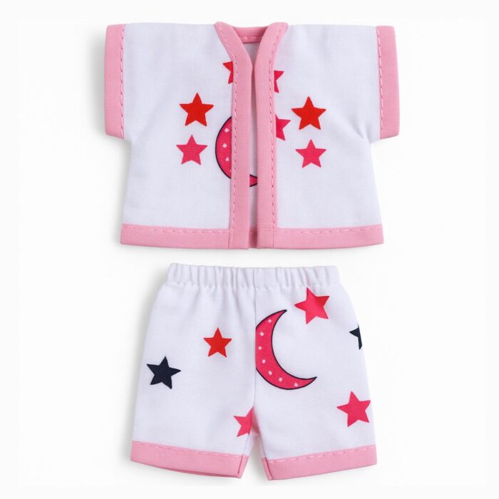Star & Moon Printed Pink Cotton Summer Night Suit for Laddu Gopal