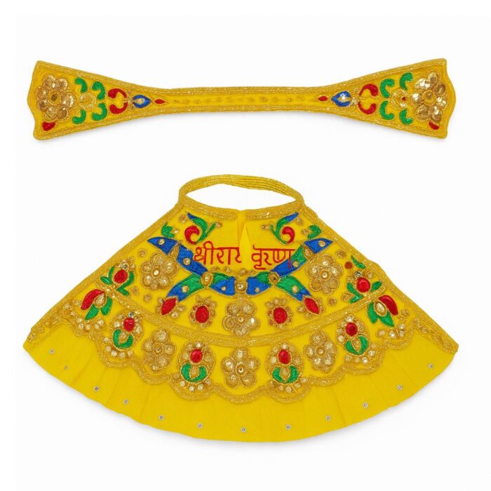 Yellow Color Navratri Special Maa Durga Lehenga Chunri with Patka