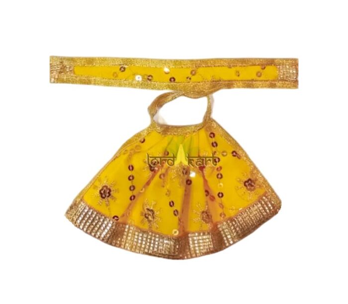Handmade Mata Durga Yellow Color Lehenga Chunri with Patka