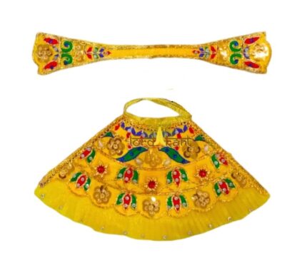 Yellow Color Navratri Special Mata Durga Lehenga Chunri with Patka