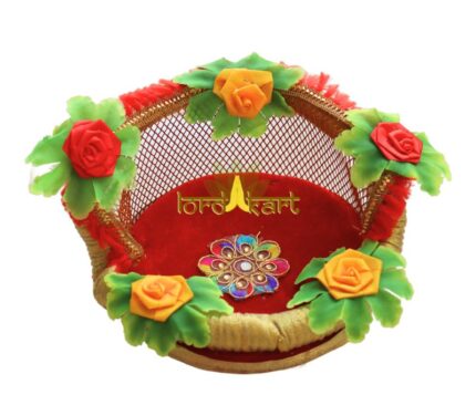 Decorative Flower Decorative Red Tokri For Laddu Gopal