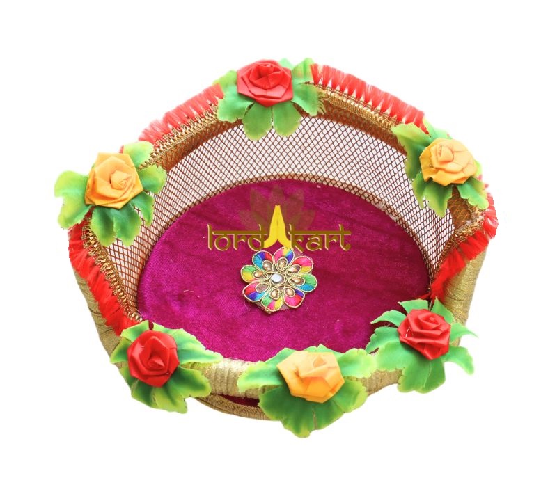 Decorative Flower Decorative Violet Color Tokri For Laddu Gopal