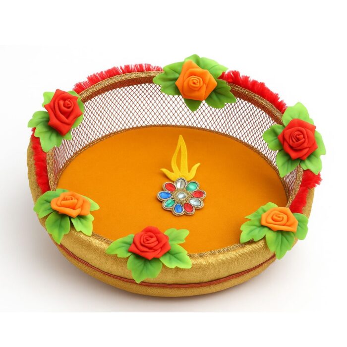 Decorative Yellow Tokri For Laddu Gopal
