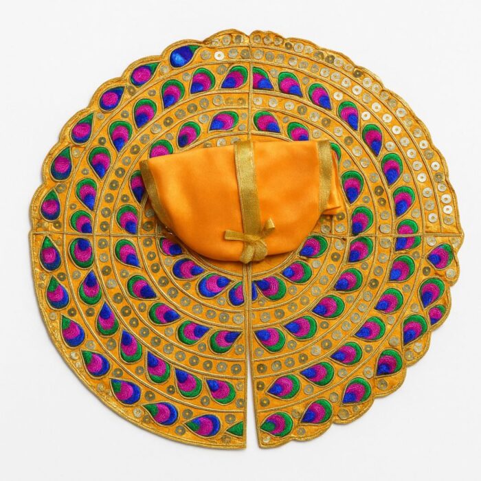 Meenakari Work Yellow Colour Laddu Gopal Fancy Krishna Janmashtami Dress