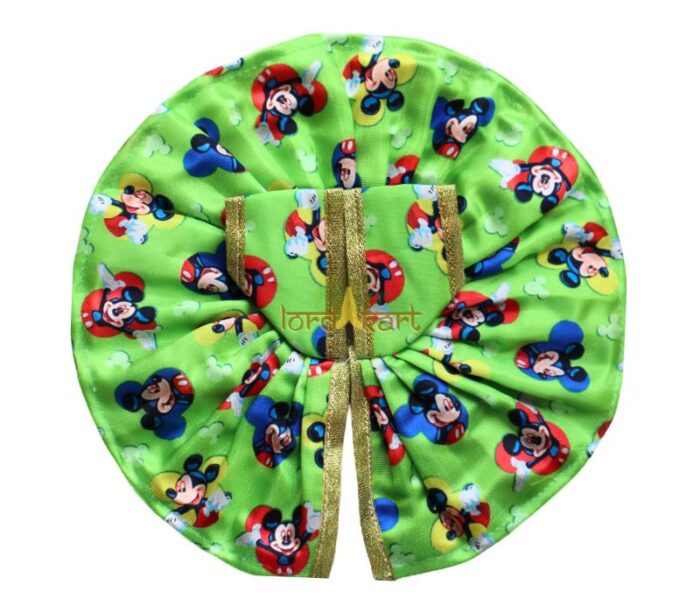Mickey Mouse Printed Green Color Silk Summer Poshak For Bal Gopal