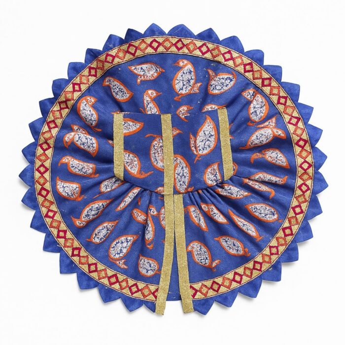 Krishna Janmashtami Leaf Printed Blue Color Summer Poshak For Bal Gopal