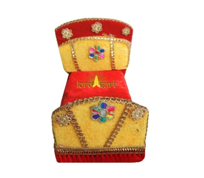 Laddu Gopal Ji Red and Yellow Velvet Bed for Good and Comfortable Sleep