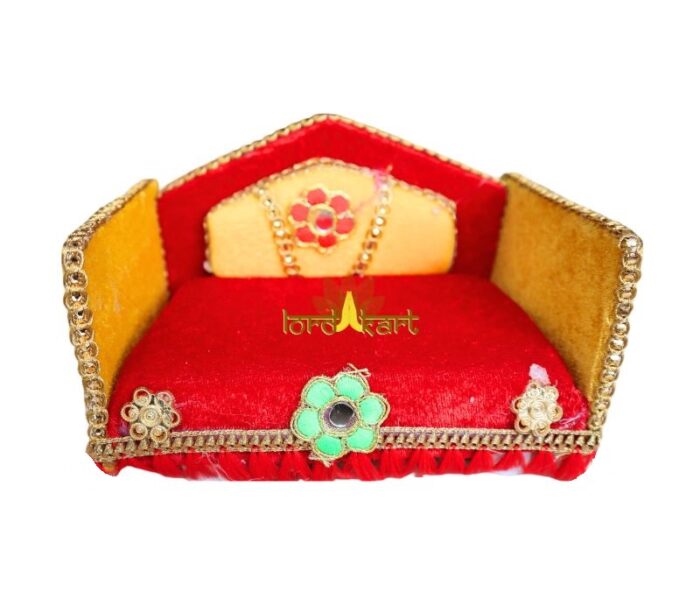 Thakur ji Red Sinhasan for Pooja Mandir Krishna Decorative Showpiece