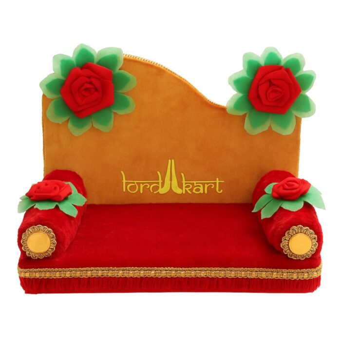 Red Color Laddu Gopal Silk Singhasan